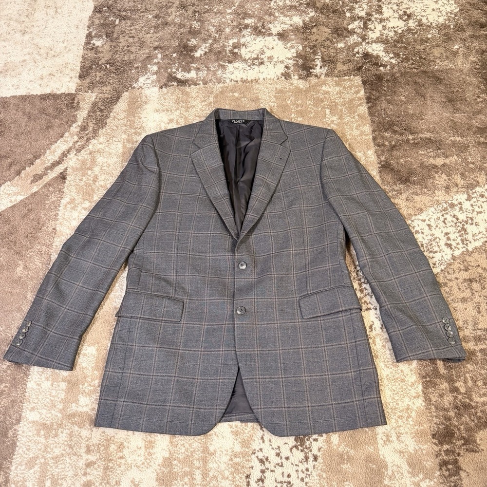 Jos. A. Bank Signature Collection 100% Wool Gray Sport Jacket Blazer Windowpane